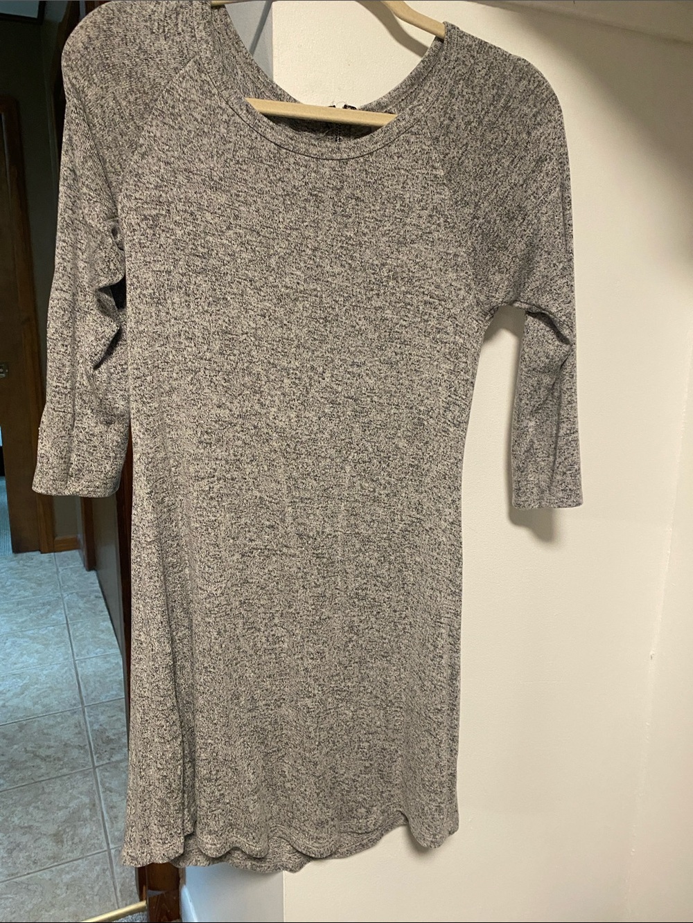 Vanity Heather Gray Long Sleeve Scoop Neck Knit Dress